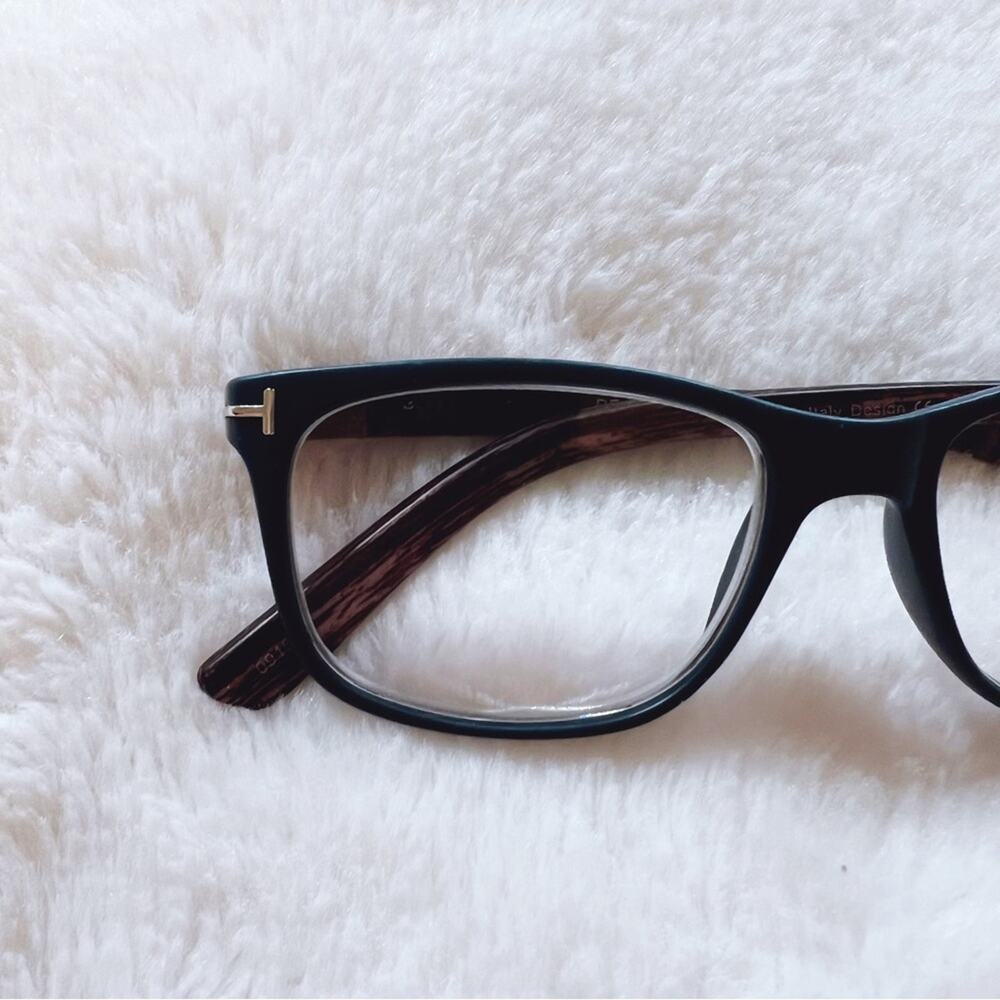 Olivia Blue with Dark Wood Reader Glasses - Picture 3 of 11